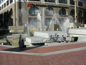 Fountain at United Nations Plaza in San Francisco, California