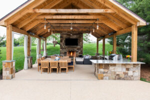 Backyard Pavilion Living Room and Kitchen